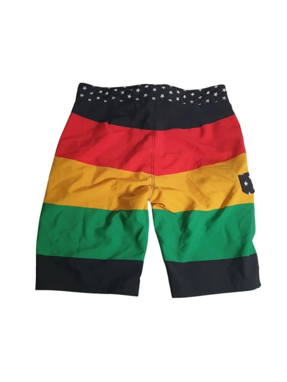 Carbon Rasta Board Shorts Mens Size 30 Colorblock Waist Pocket Beach Island Pool
